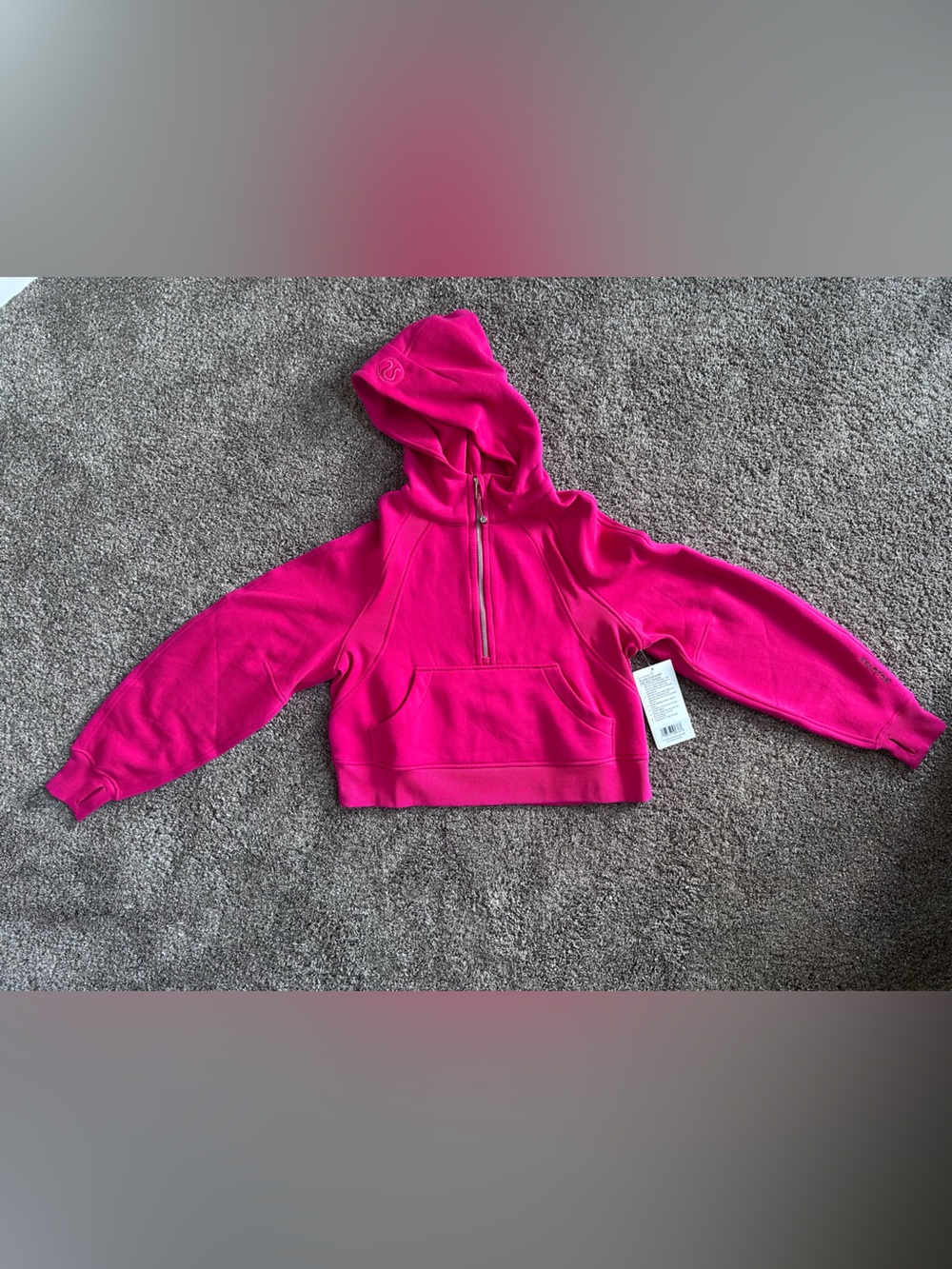 NWT lululemon athletica Peloton Hot Pink Scuba Half-Zip Hoodie Size XS/S